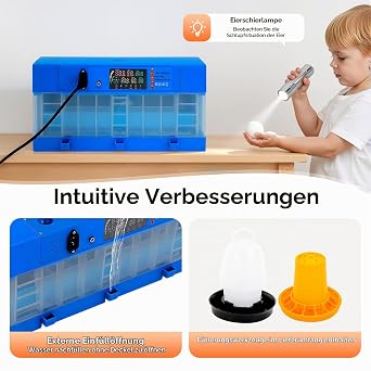 Incubator Fully Automatic Incubator Incubator for Hatching Eggs Egg Incubator for 64 Eggs with Automatic Egg Turning Constant Temperature Design Adjustable Temperature and Humidity
