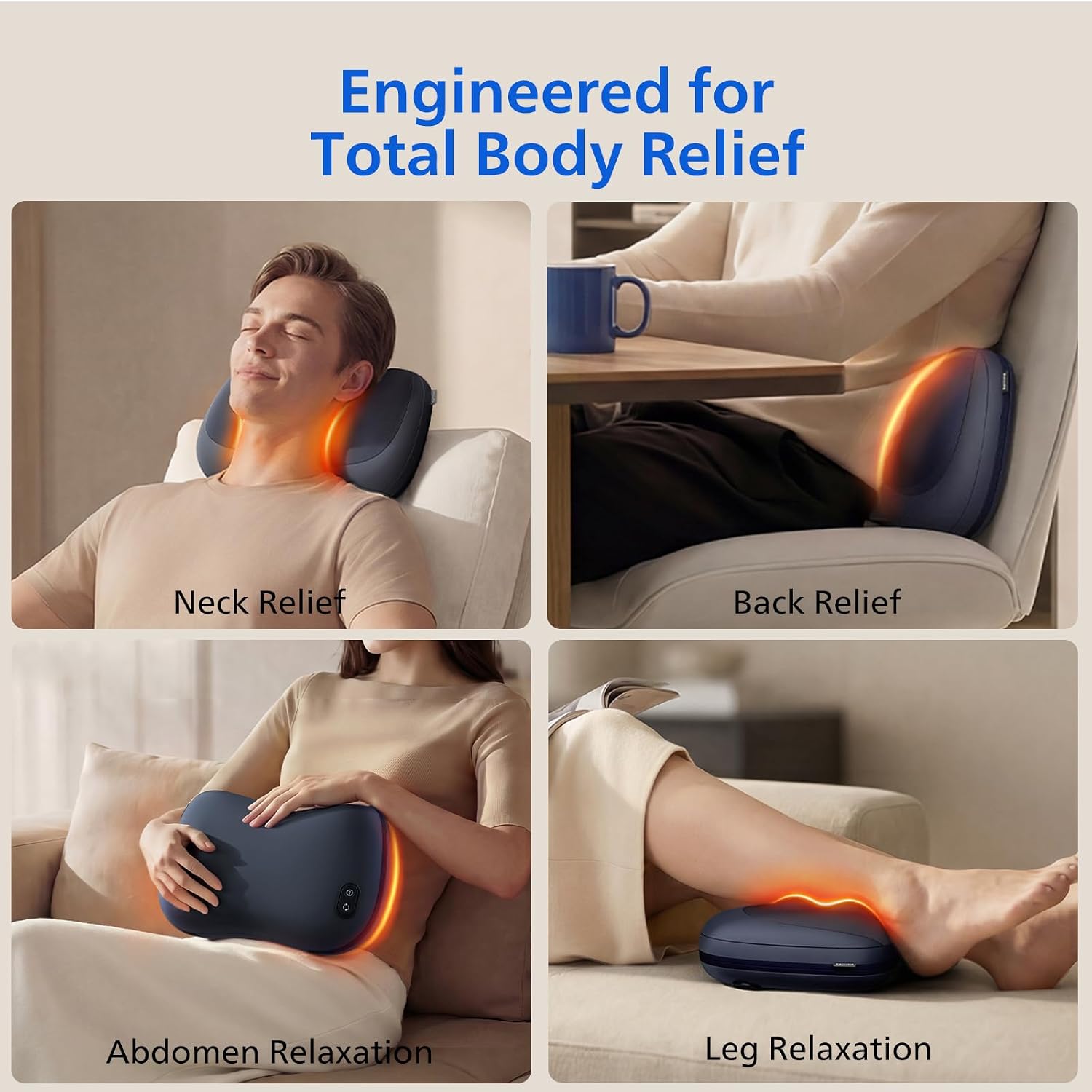 PHILIPS Back Massager with Heat, Deep Tissue Massage Pillow for Relaxation