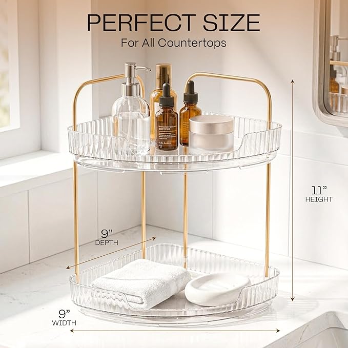 Organizador de Baño Acrílico de Esquina 2 Niveles con Asa miniatura 2