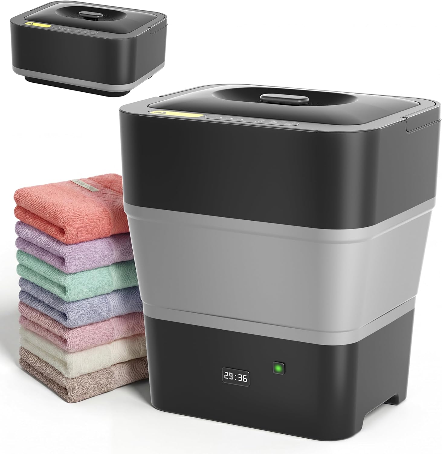 Towel Warmer, 30L Large Foldable Towel Warmers for Bathroom, Spa & Bathroom Blanket Heater with Custom Fragrance, 24H Timer, and Auto Shut-Off, Fits 3 Large Towels, 2 Bathrobes, Blankets(Black)