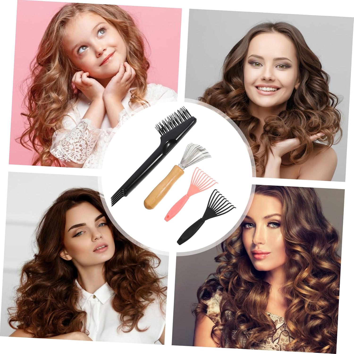 4pcs Hair Brush Cleaner Tool Set Detangling Comb Cleaning Rake for Home and Salon Use Removes Hair and Dirt from Brushes