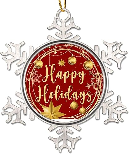 Miniatura 9 de Merry Christmas Y'all Christmas Ornaments for Tree 3in Novelty Metal Christmas Tree Decoration Ornament Gold Snowflake Ball Wreath Christmas