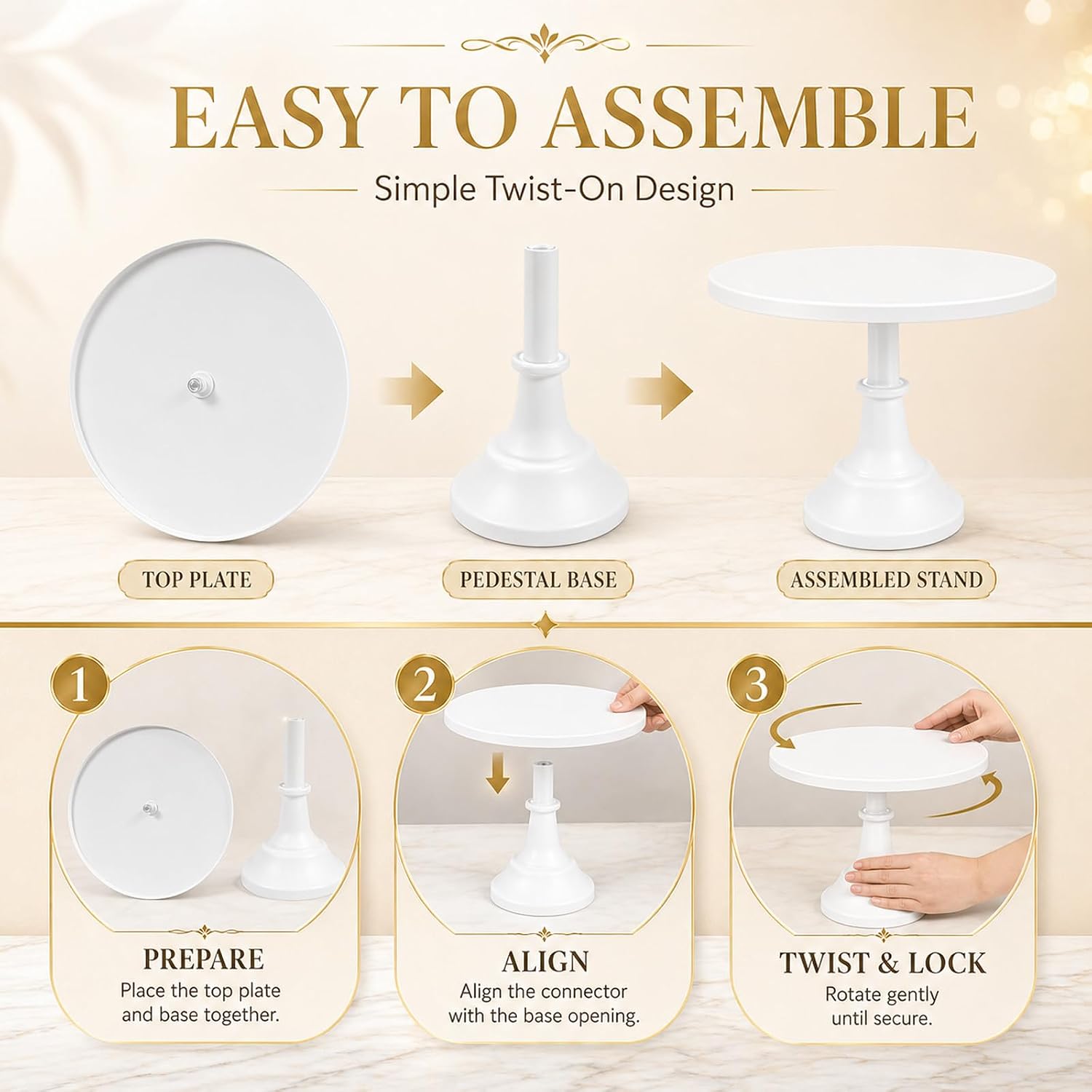 3 Pack Metal Cake Stand, 8 10 12 Inch Tiered Display image 4