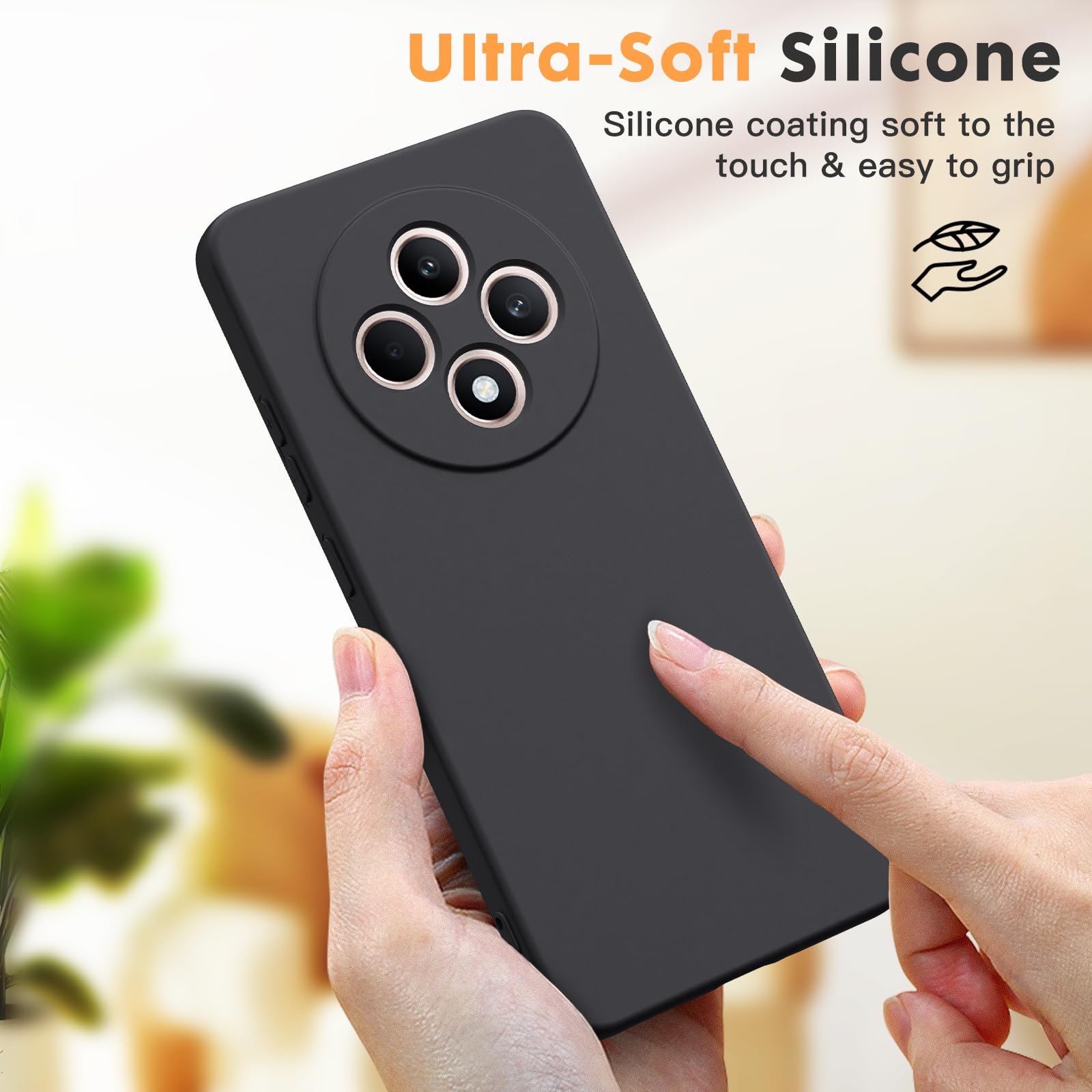Byvuwiay Cover per Oppo Reno 12F / Reno 12 FS 5G, Morbida Silicone Liquida TPU Protettivo Ultra Slim Custodia Antiurto, Custodia Compatibile con Oppo Reno 12F / Reno 12 FS 5G - Nero