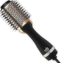 24K Gold Styling Surface Hot Brush 3 in 1 One Step and Styler Volumizer for Straightening, Curling, Salon Negative Ion One Step Styler, Hot Air Blow Brush for Women Golden One step Best Gift Your Partner (ONE STEPP)