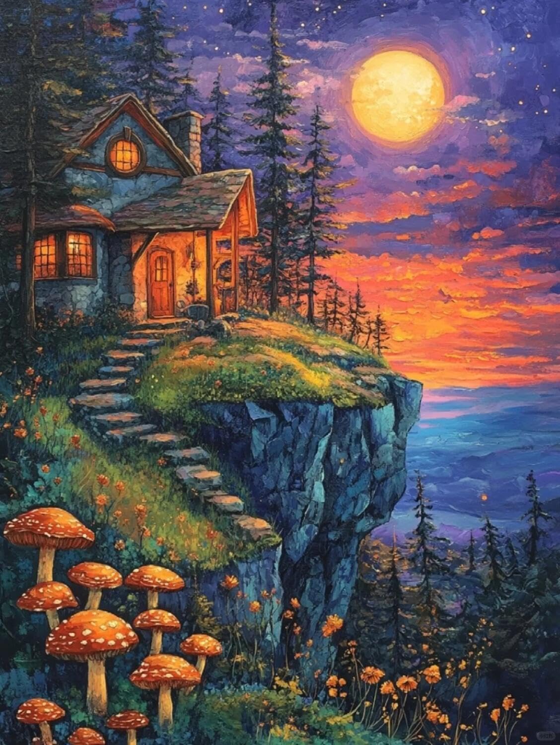 Rqwybcaxn Stamped Beaded Cross Stitch Kits Fairy Tale House 40x50cm