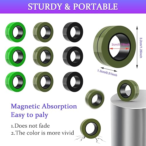 Vista 43 de Cevioce Paquete de 15 anillos magnéticos Fidget Toys Finger Spinner Pack