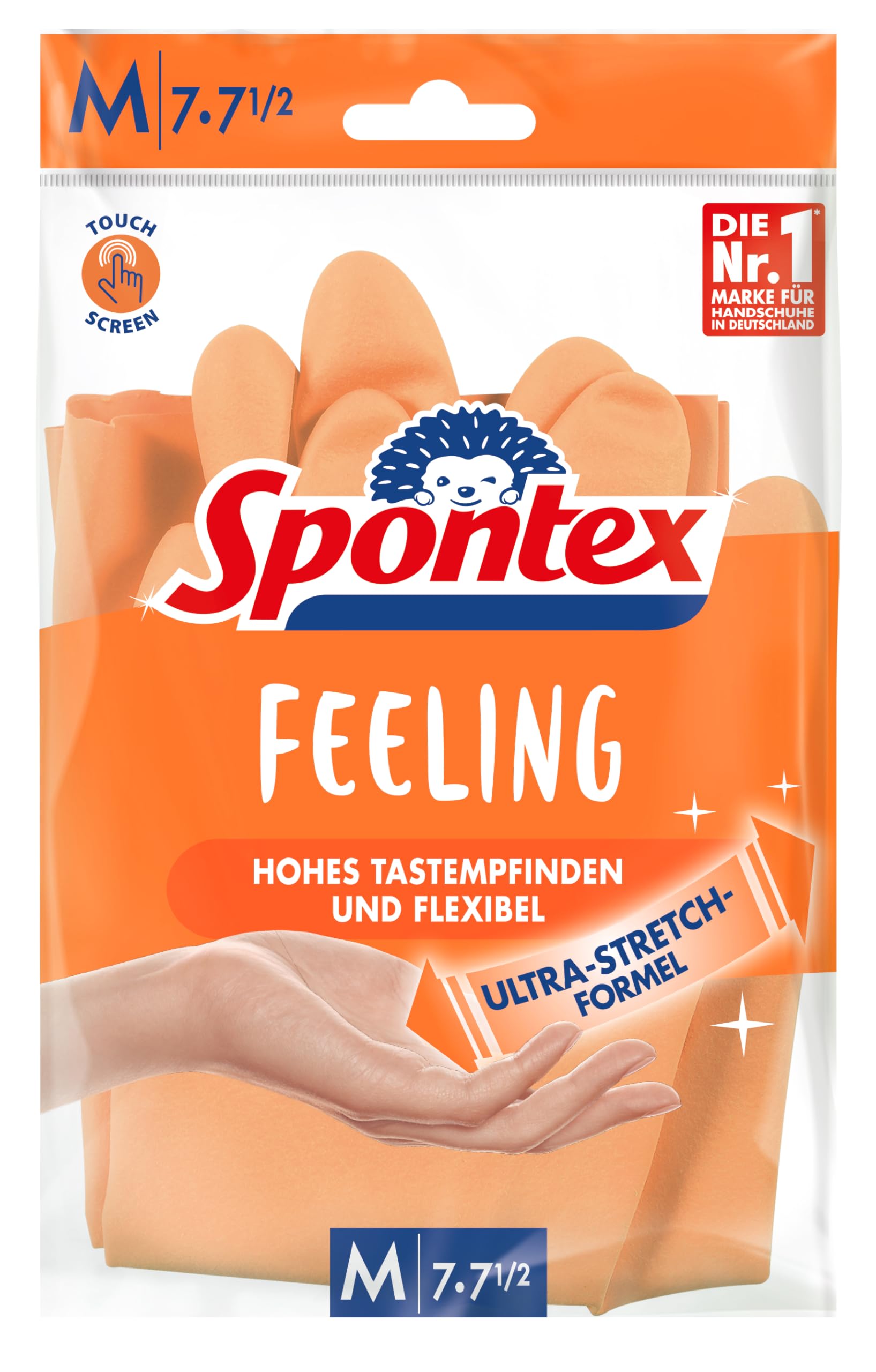 Spontex Feeling Lot de 18 paires de gants de ménage pour tous les travaux de ménage délicats et sensibles au toucher, taille M (18 x 1 paire)
