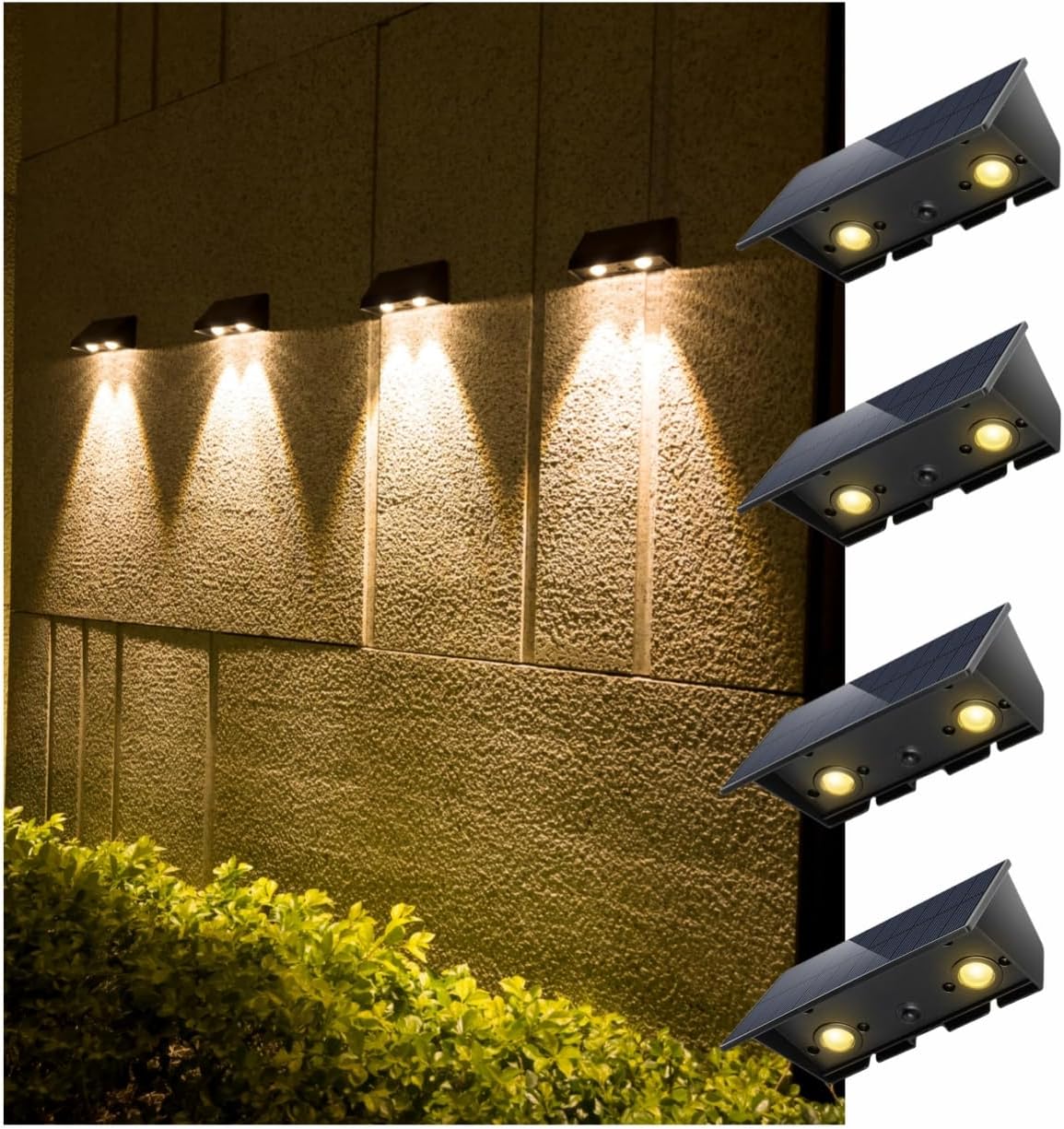 Roopure Solar Deck Lights Warm White 8 Pack Bundle, Up and Dwon Solar