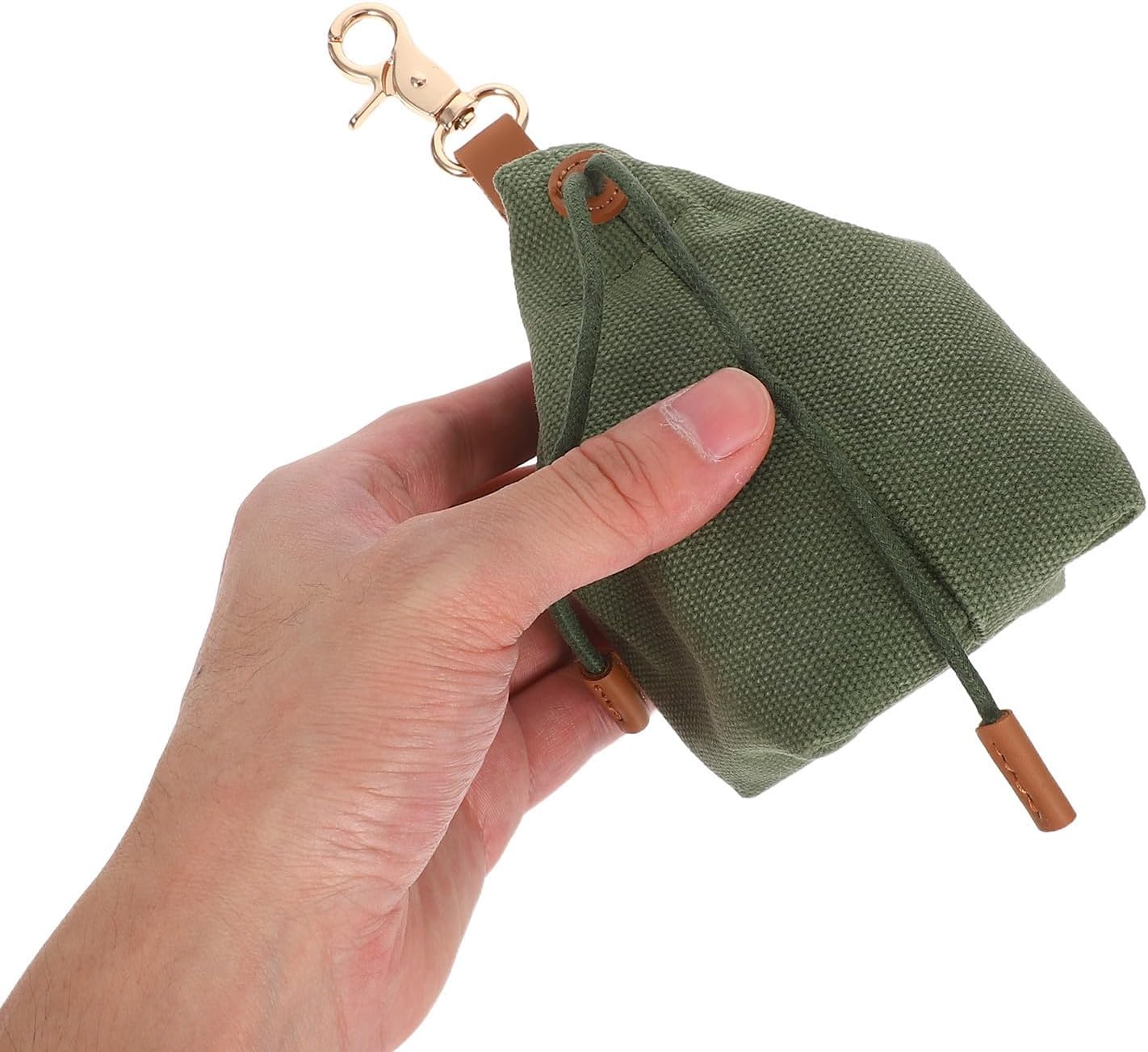 ibasenice Green Canvas Dog Treat Pouch with Wide Opening for Puppy Training | Portable Lightweight Design, Hanging Storage Structure, Home Organization