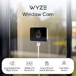 Wyze Caméra de fenêtre, WiFi Intérieur HD Caméra de sécurité maison, vue de nuit couleur améliorée, détection de mouvement anti-glace, facile & Configuration rapide, enregistrement 24/7, fonctionne avec Alexa & Google
