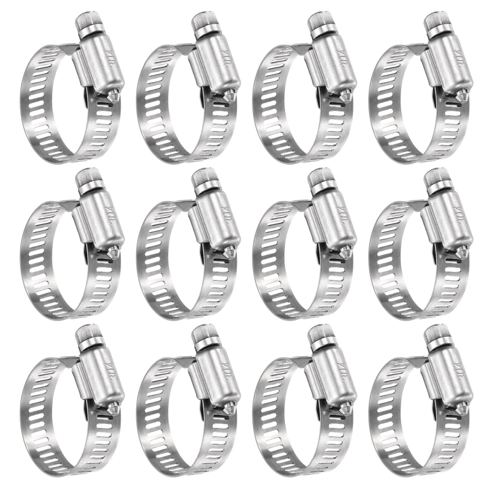 sourcing map 12 Pcs Hose Clamp 11/16"-1-1/4" (18-32mm) 304 Stainless Steel Adjustable Worm Gear Hose Clamp with Phillips Screw Assortment Kit for Fuel Line Pipe Plumbing Automotive Tube