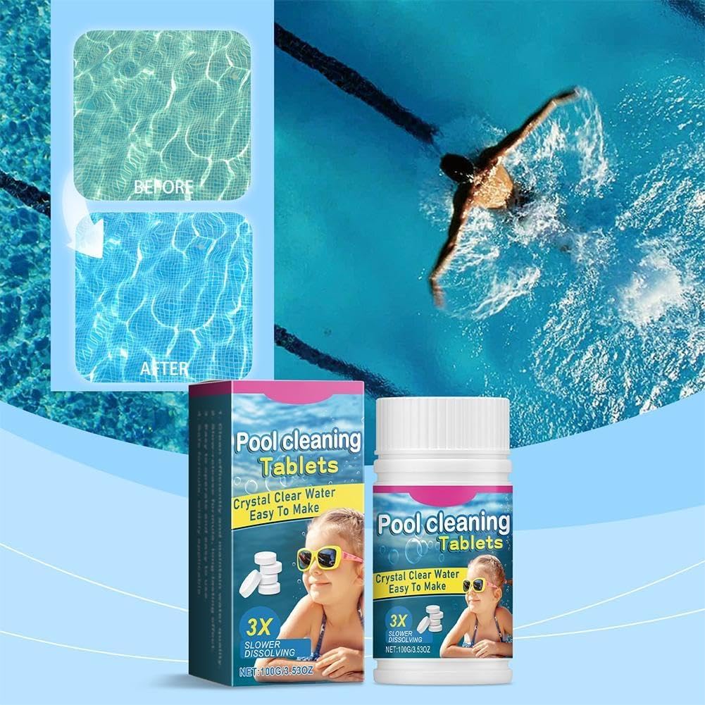Tabletki chlorowe 100 g do basenu, tabletki do czyszczenia basenu do wody kryształowej, 3 x chl wolniejsze rozpuszczanie, długotrwałe
