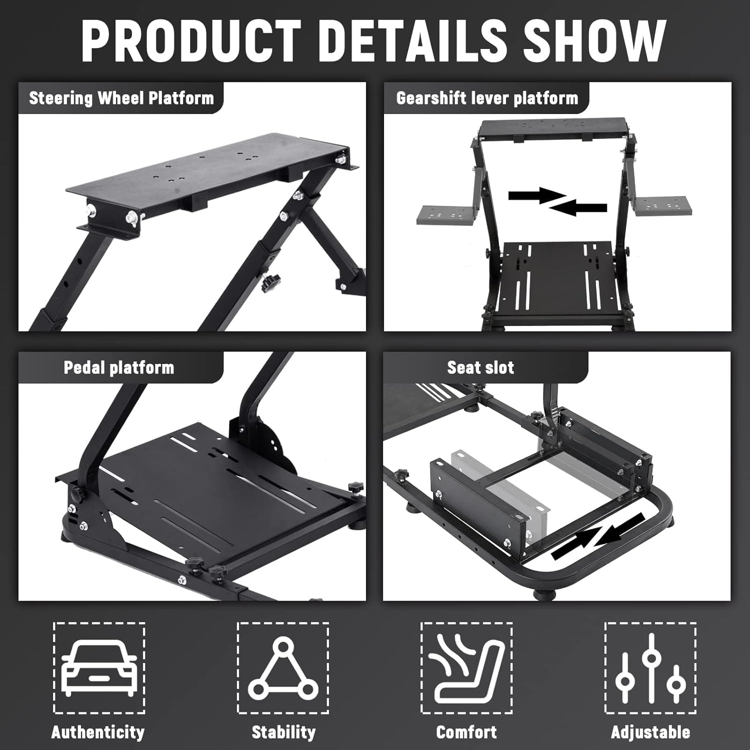 Gazzyt Racing Simulator Cockpit Fit for Logitech/Thrustmaster G29,G920,G923&T150,T248 Removable Adjustable,Steering Wheel Stand Gaming Frame Without Steering Wheel Shifter Pedal and Seat