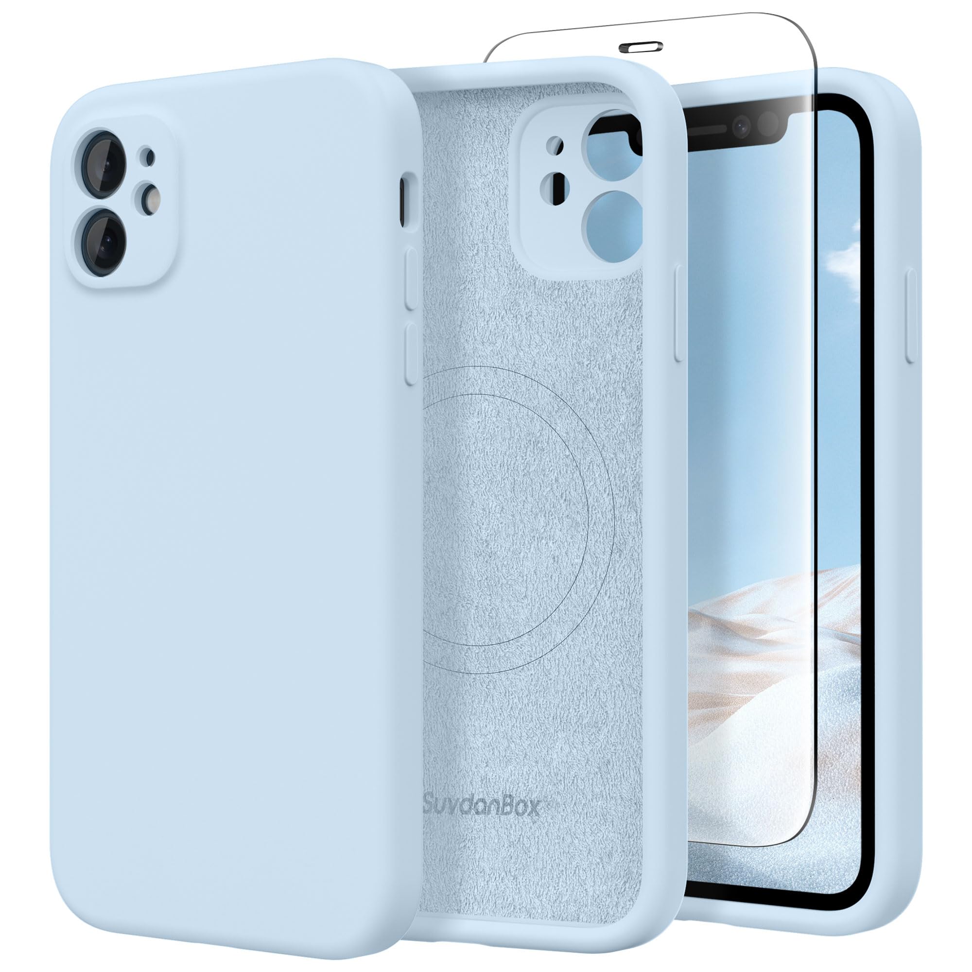Magnetic for iPhone 11 Phone Case Silicone, Compatible with MagSafe, [Full Camera Protection][Screen Protector] Slim Shockproof Protective Case for iPhone 11 6.1", Light Blue