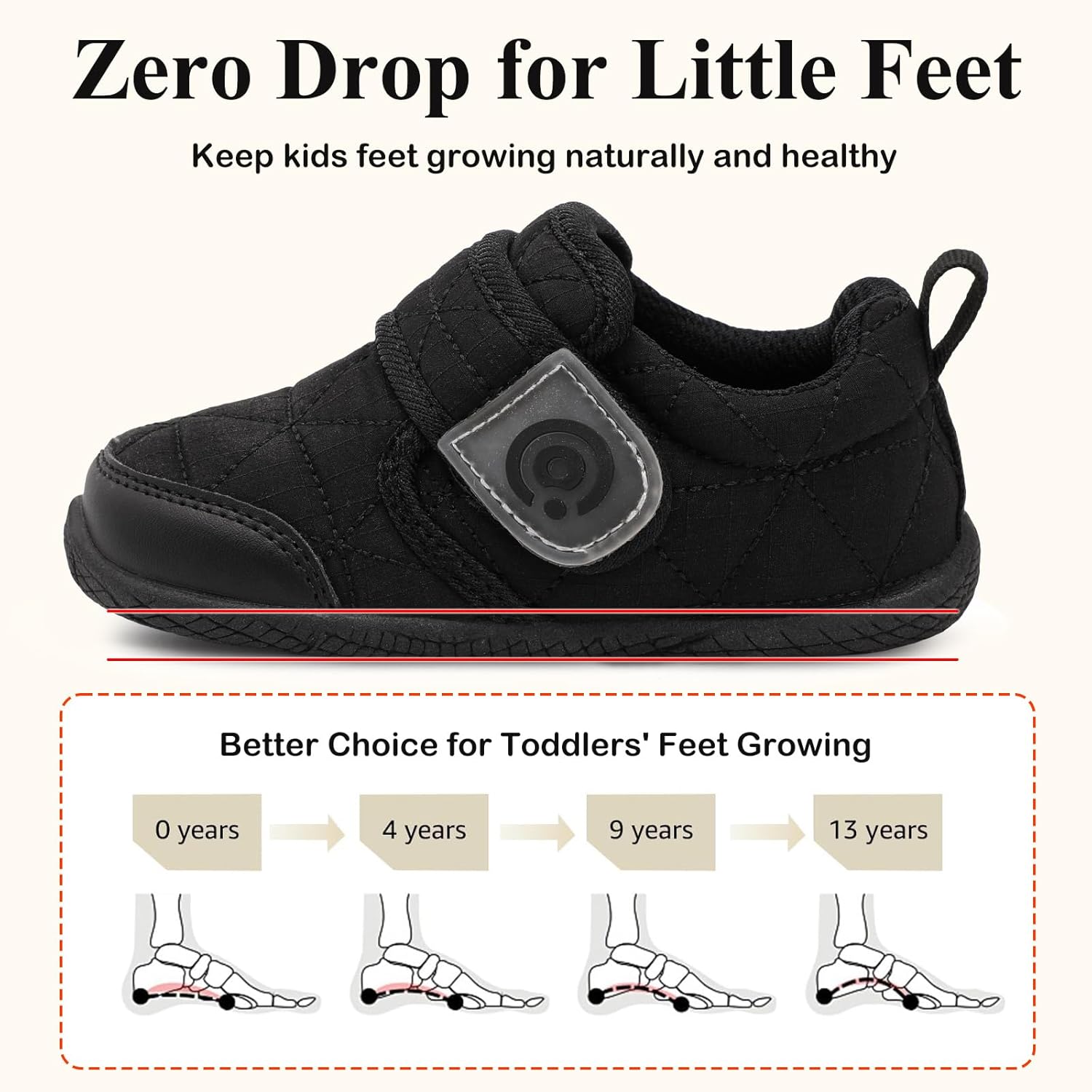QFH Toddler Shoes Boys Girls Lightweight Sneakers Barefoot Wide Shoe Water-Resistant Hook & Loop Flexible Casual Walking Shoes - Image 3