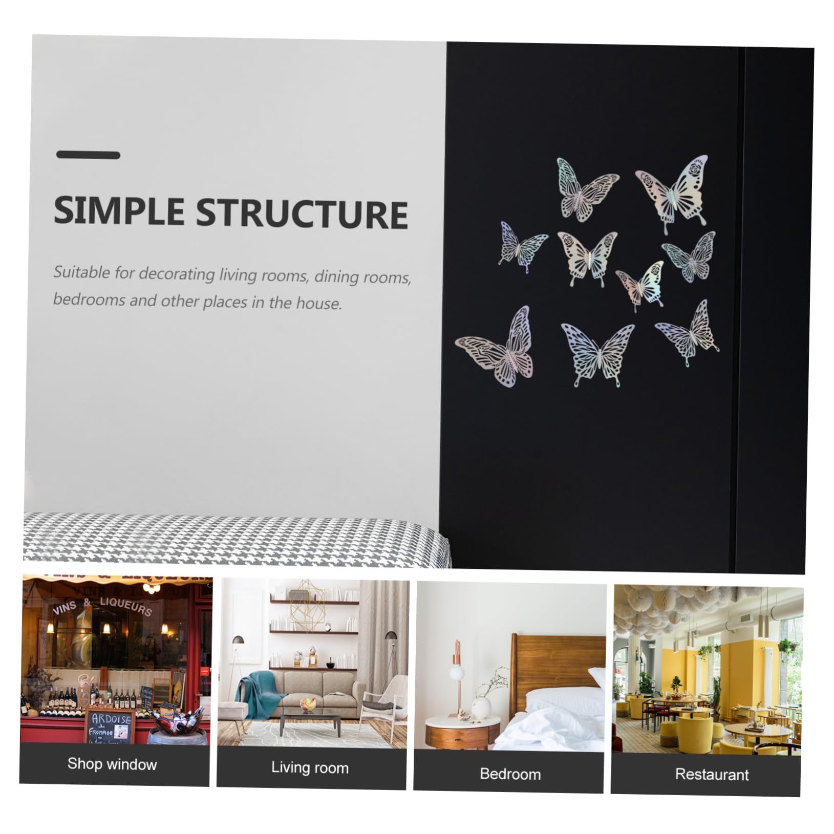 SHINEOFI 4 Set Decorazioni Murali Adesive Farfalle Adesivi Eleganti Per Camera Da Letto E Ufficio Design Rifinito E Vividità Superiore 72 Pezzi * 4