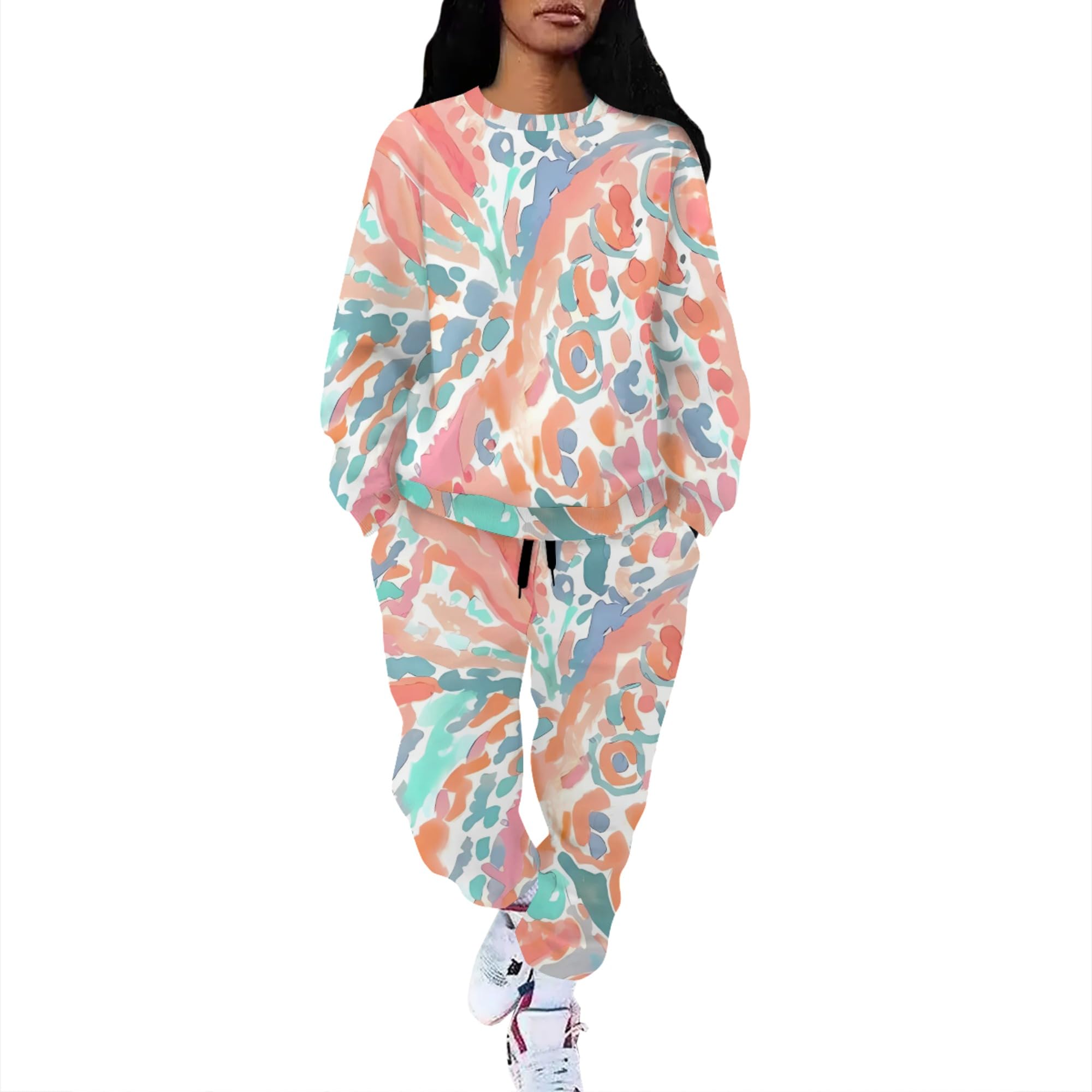 Lounge Sets for Women 2 Piece Joggers Sets for Women Crewneck Sweatsuit Workout Sets Athleisure Sets Women