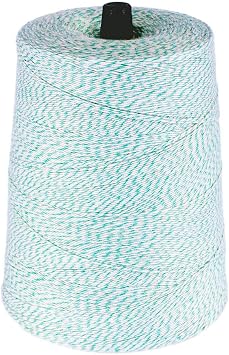 Cotton Bakers Twine - 4 Ply, 10,080 Feet, Green and White - 2 Pound Cone - Polyester and Cotton Blended