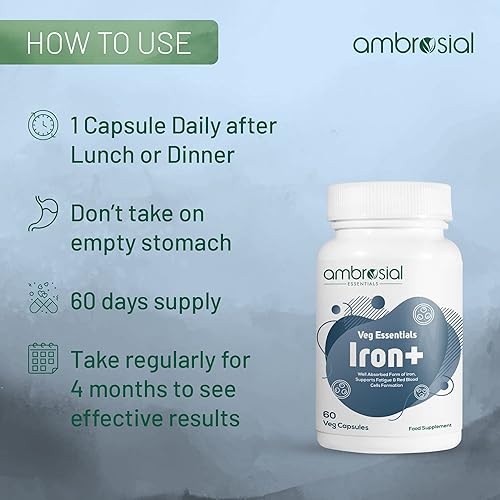 Miniatura 7 de Ambrosial Iron+ 25mg Paquete de 1-60 Cápsulas