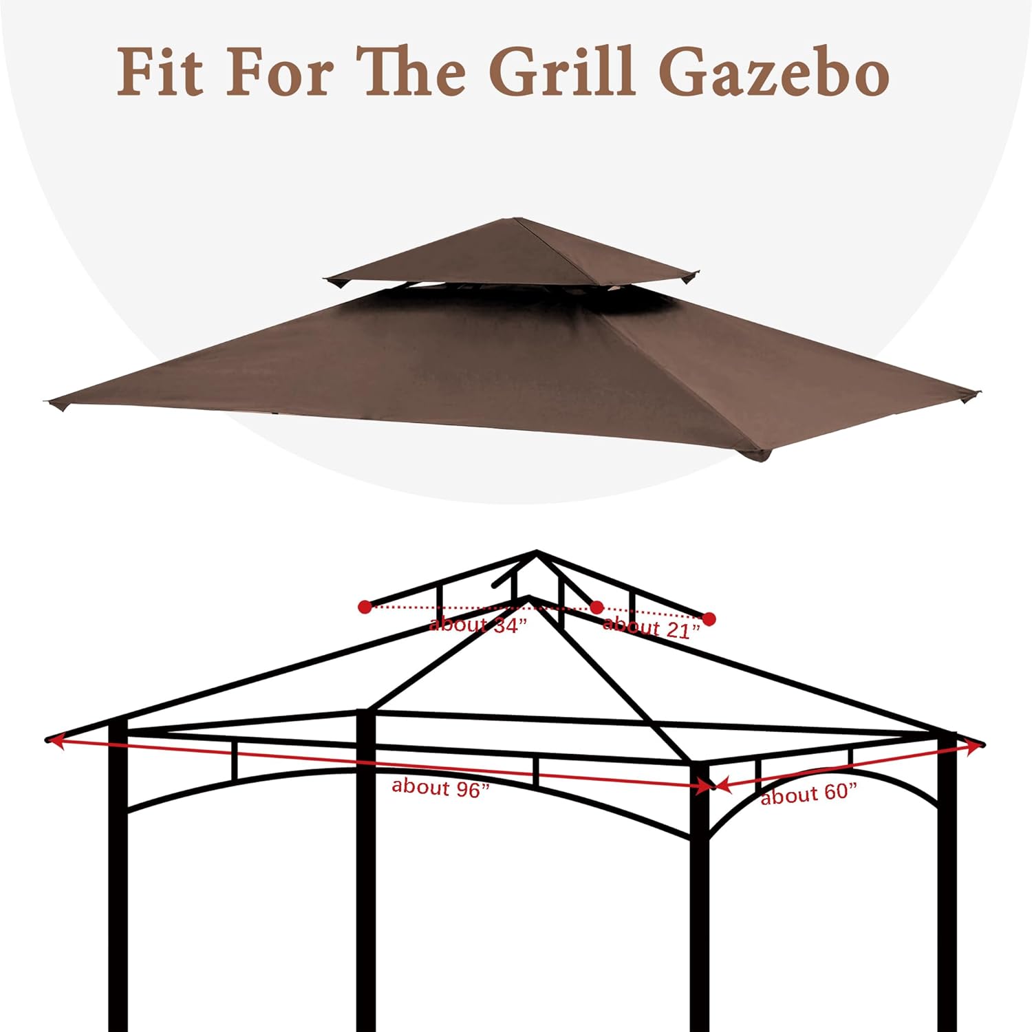 SCOCANOPY Grill Replacement Canopy BBQ Gazebo Top Compatible with Aldi Gardenline Belavi Shoprite Grill Gazebo,for Model Number: 43472,812576,822694,31937-17,21581,(Brown)