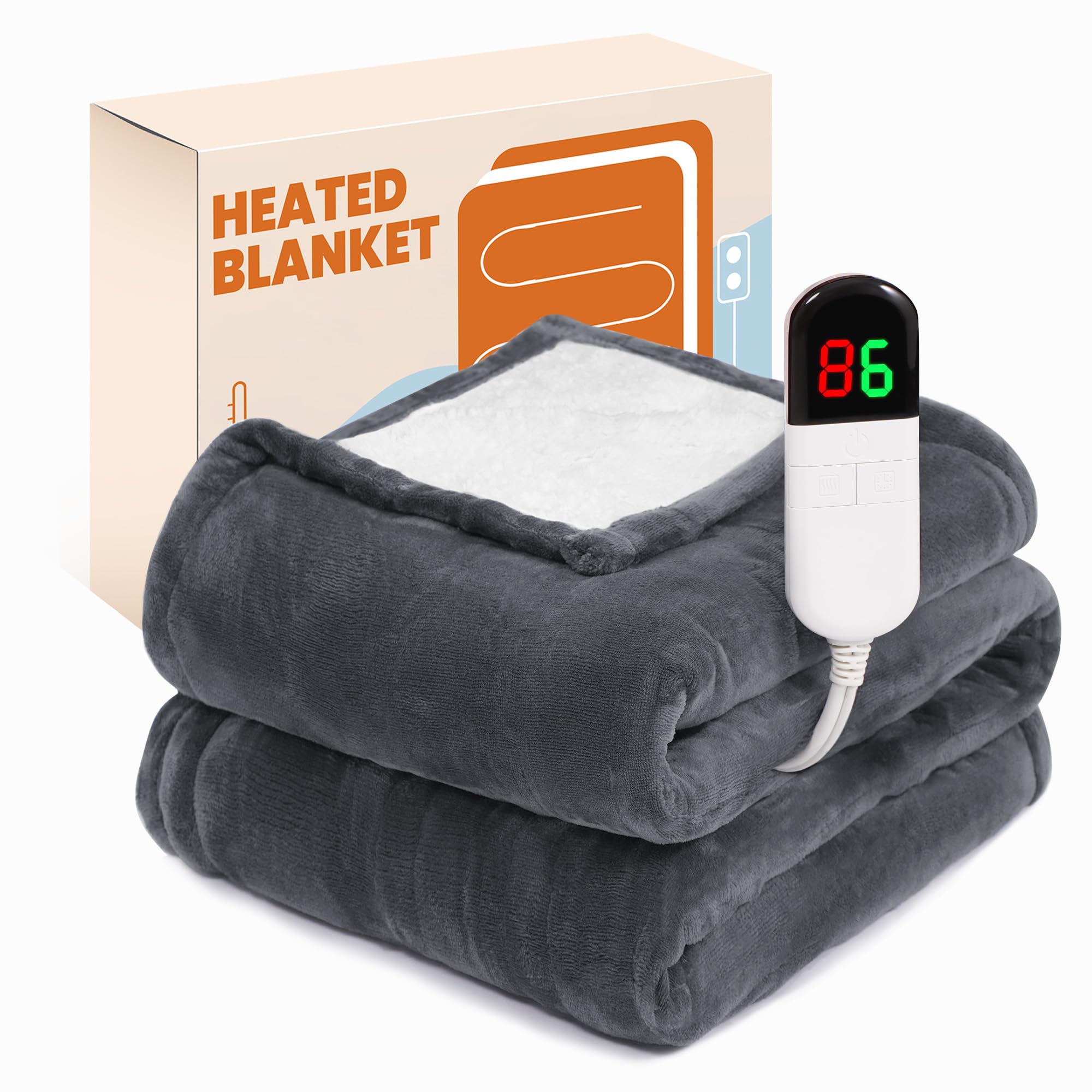Photo 1 of PTQ Electric Heated Blanket Throw 50"x60", 8 Heat Levels