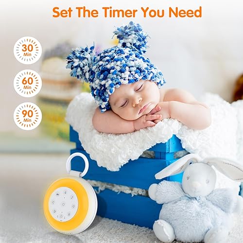 Miniatura 4 de Máquina portátil de sonido de ruido blanco para bebés, niños y adultos, 24 sonidos naturales relajantes, luz nocturna de 7 colores, altavoz