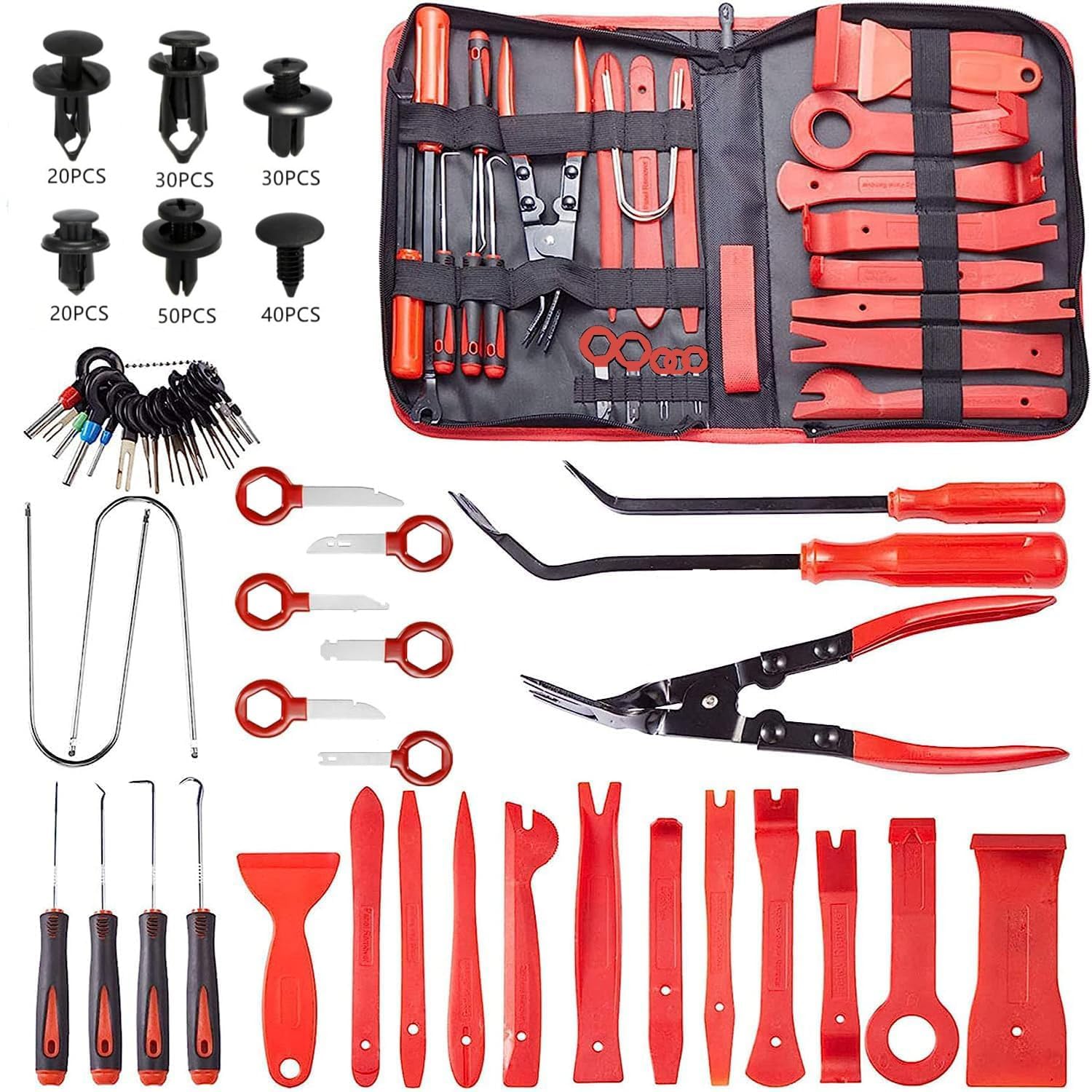 228 Pcs Trim Removal Tool,Car Retainer Bumper Clips,Car Panel Door Radio Removal Tool Kit,Auto Clip Pliers,Auto Clip Pliers Stereo Fastener Terminal Removal Tool,Car Upholstery Repair Pry Kit