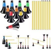 10pc Agility Cones & Poles Set for Soccer Basketball Training - Multi-Color Obstacle Courses with Carry Bag