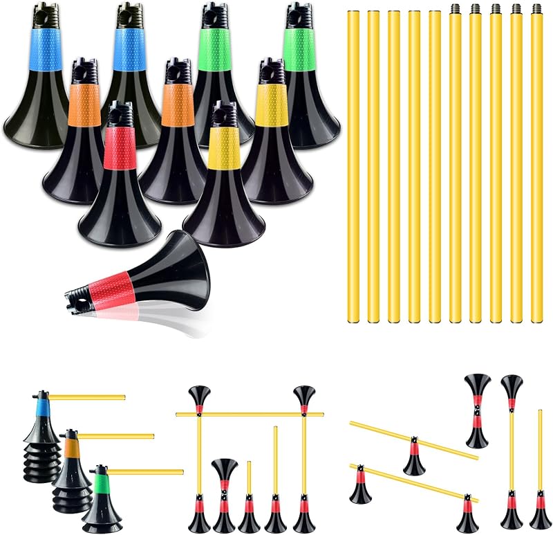 Obstacle Cones for Basketball Football and Sports Training, 10pcs Cones and 10pcs Poles with Carry Bag, Basketball Cones and Soccer Agility Poles for Soccer Basketball Speed Training