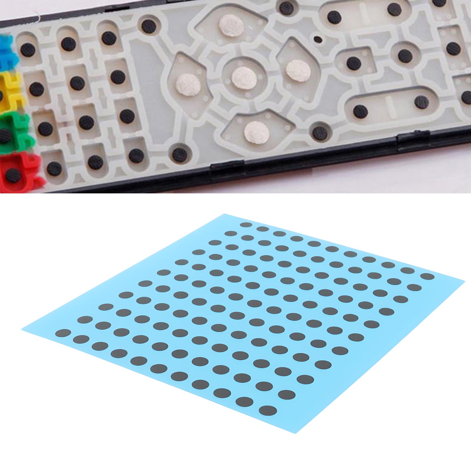 1 hoja de almohadillas conductoras circulares de 4 mm adecuadas para restaurar la funcionalidad de los botones del mando a distancia y del controlador