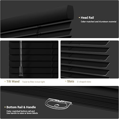 Miniatura 5 de Mini persianas de aluminio, persianas de ventana sin cordones de 1 pulgada, persianas horizontales personalizadas, para oscurecer la habitación,