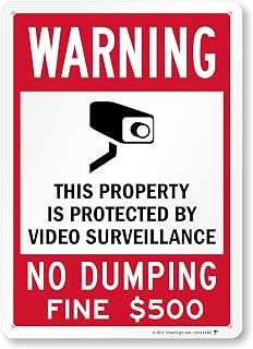 SmartSign “Warning - This Property Is Protected By Video Surveillance, No Dumping, Fine $500” Sign | 10" x 14" Engineer Grade Reflective Aluminum