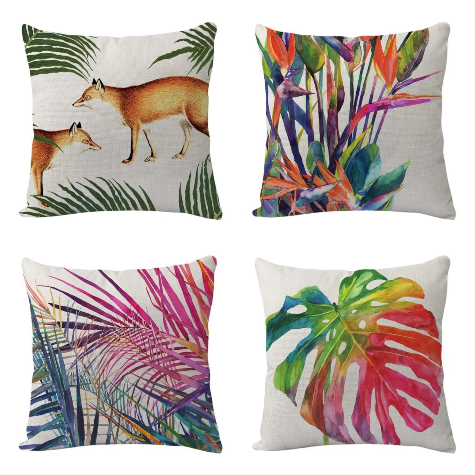 Coussin canapé décoratif bleu violet style animal en coton lin pour salon cosy