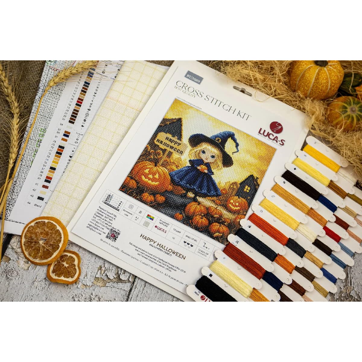 Luca-S Kit per ricamo a punto croce, motivo: Happy Halloween