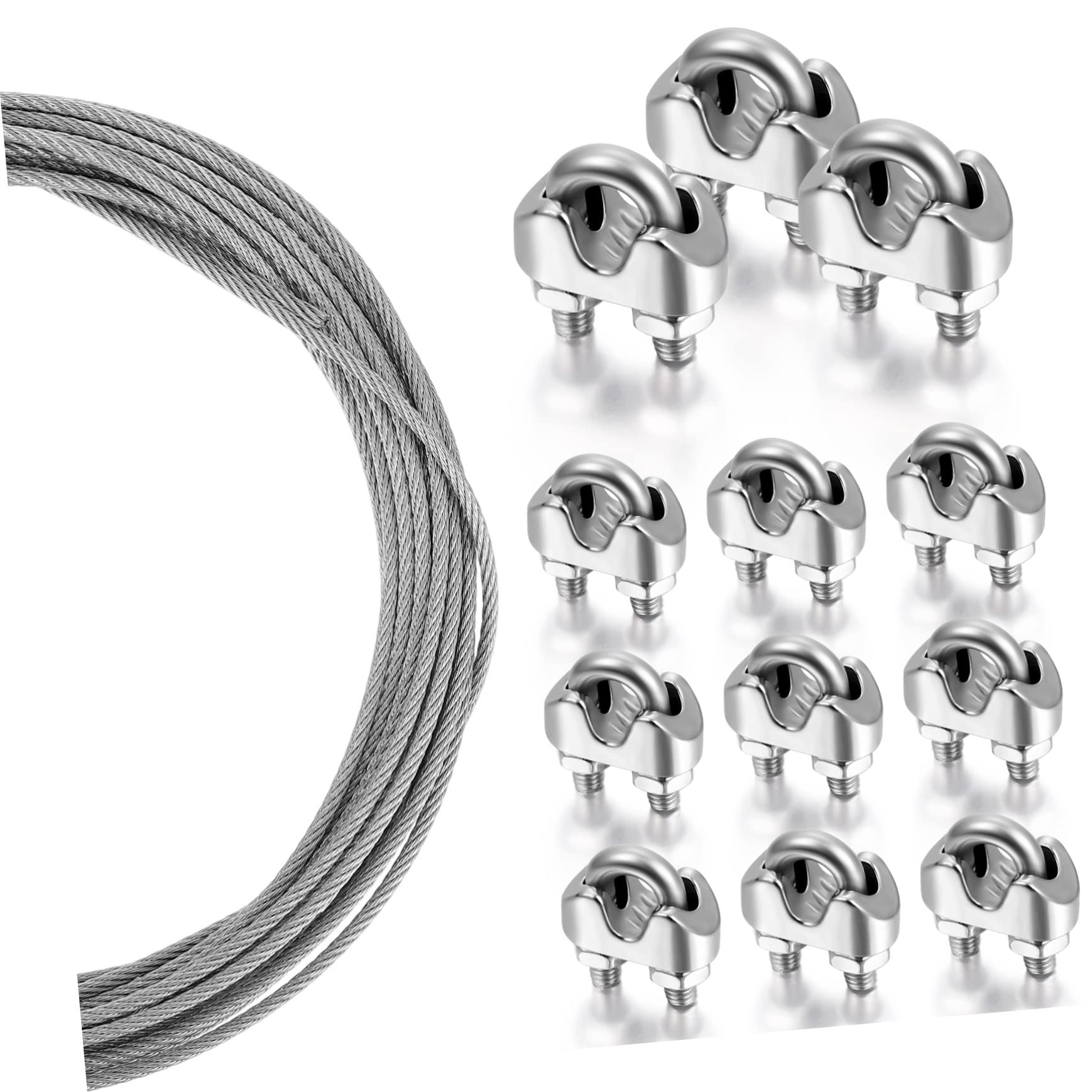 FELTECHELECTR 1 Set M3u Type Chuck Wire Rope Tools Tension Wire Ropes Wire Rope Clamps Tension Wire with Clamps Tension Wire Fence Kit Fastener Clamps Wire Kit Jigs Steel Wire: Stainless Steel