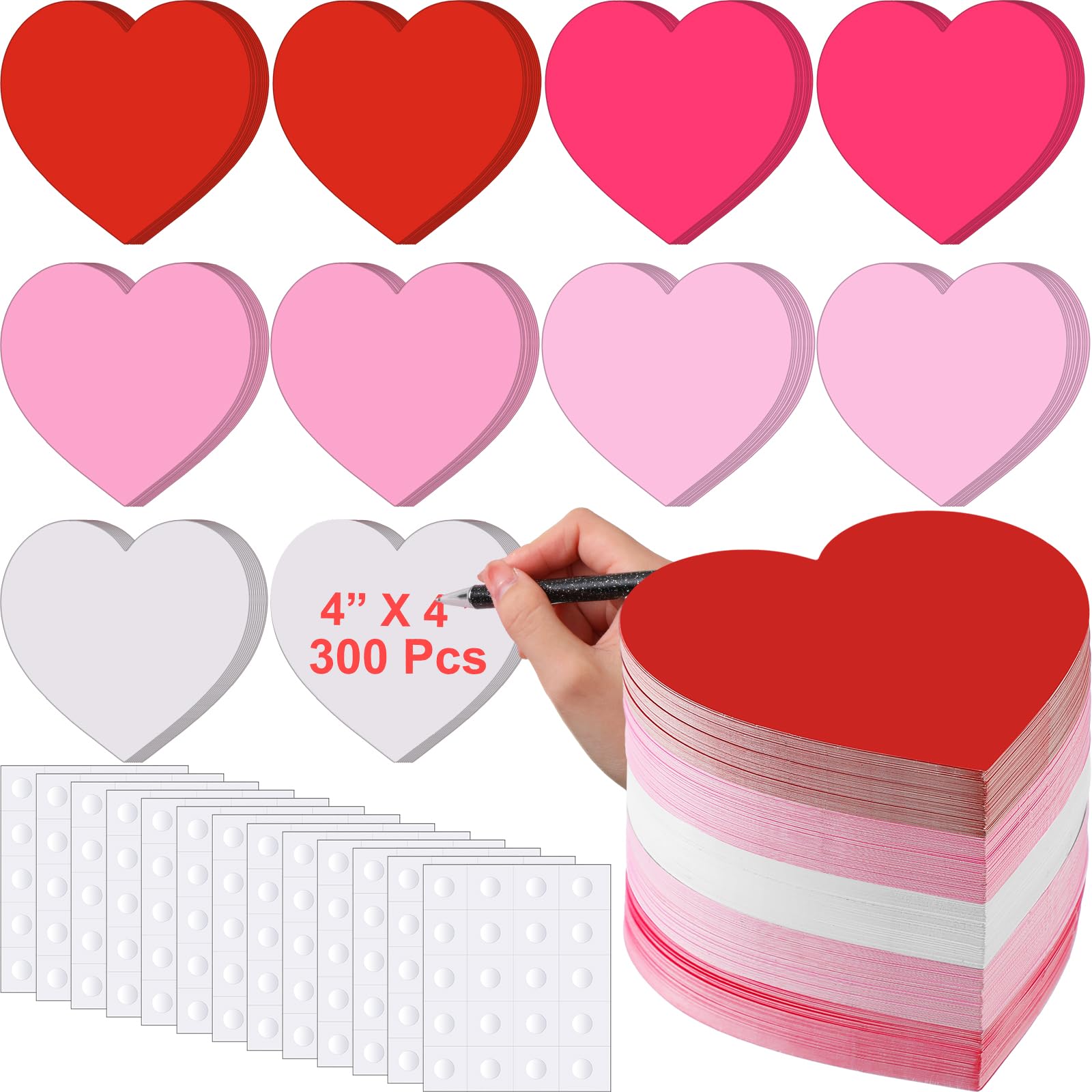 Tatuo 300 Pcs 4x4 Inch Heart Cutouts Valentine's Day Paper Hearts Cardboard Cut Outs Heart Decorations Valentines Day Decorations Arty Supplies Bulletin Board Classroom Craft, Multicolor