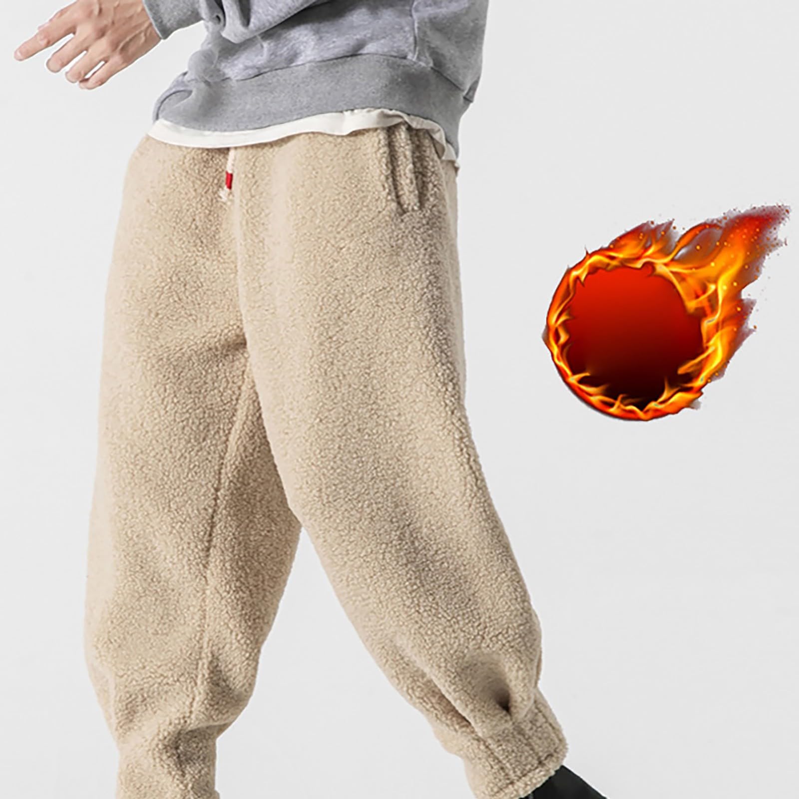 Pantalones térmicos con forro polar para hombre, cintura elástica, pantalones deportivos de forro polar, pantalones de invierno para hombre, pantalones de chándal (gris, XXXXXXXL)