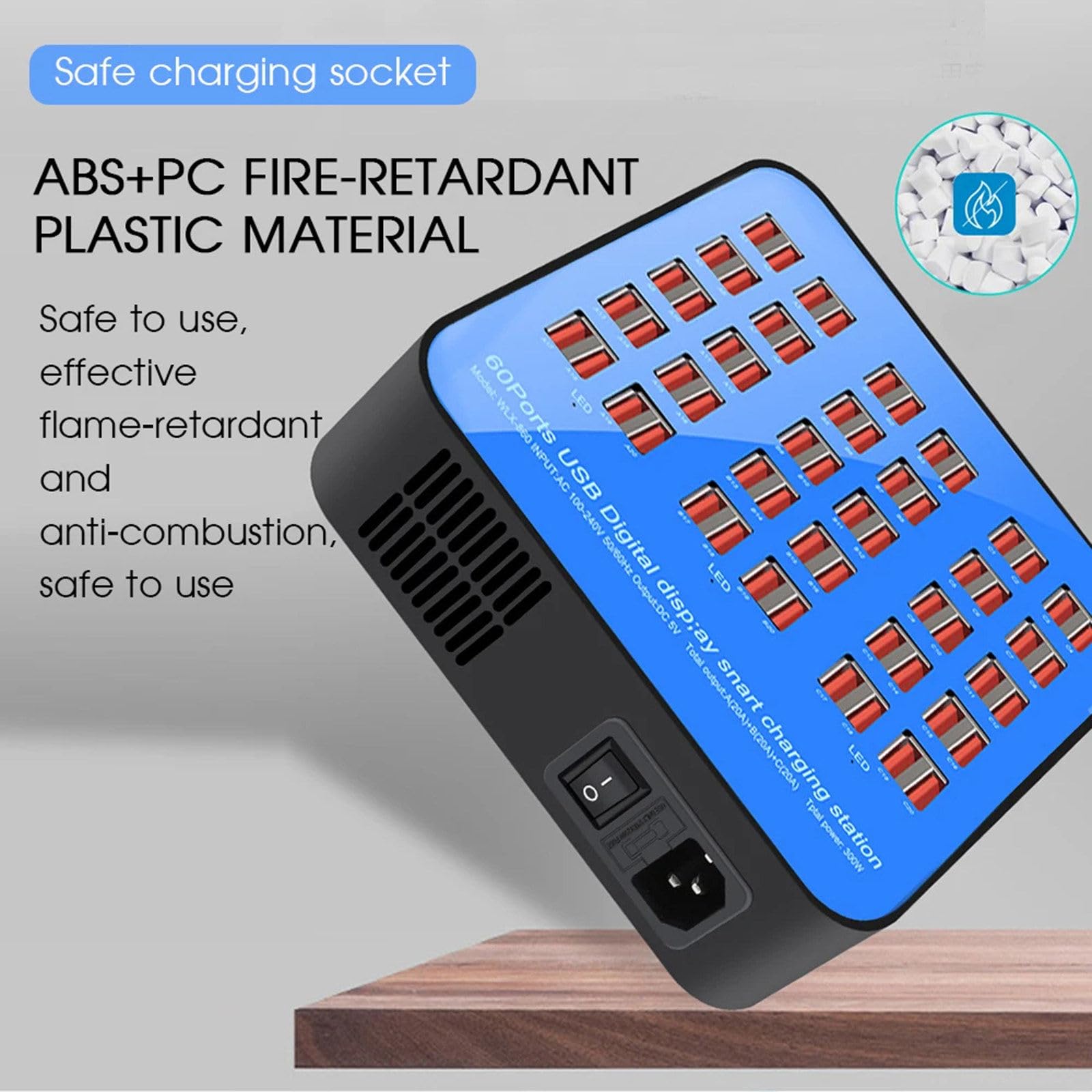 Stacja ładowania USB, prąd 60A/pojedynczy port 5V2A/60-portowa inteligentna ładowarka USB (300 W) odpowiednia do wielu urządzeń, smartfonów