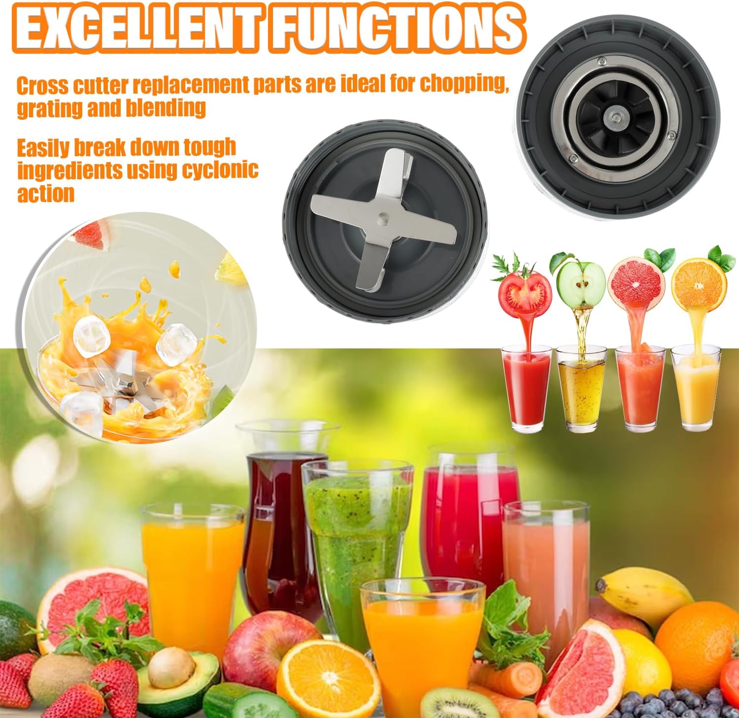 Replacement Extractor Blade, Fit for NutriBullet 600w/ 900w Pro Series Blender, 2-pack NutriBullet Blender Blade Replacement Parts with Silicone Rubber Gaskets Seal Ring