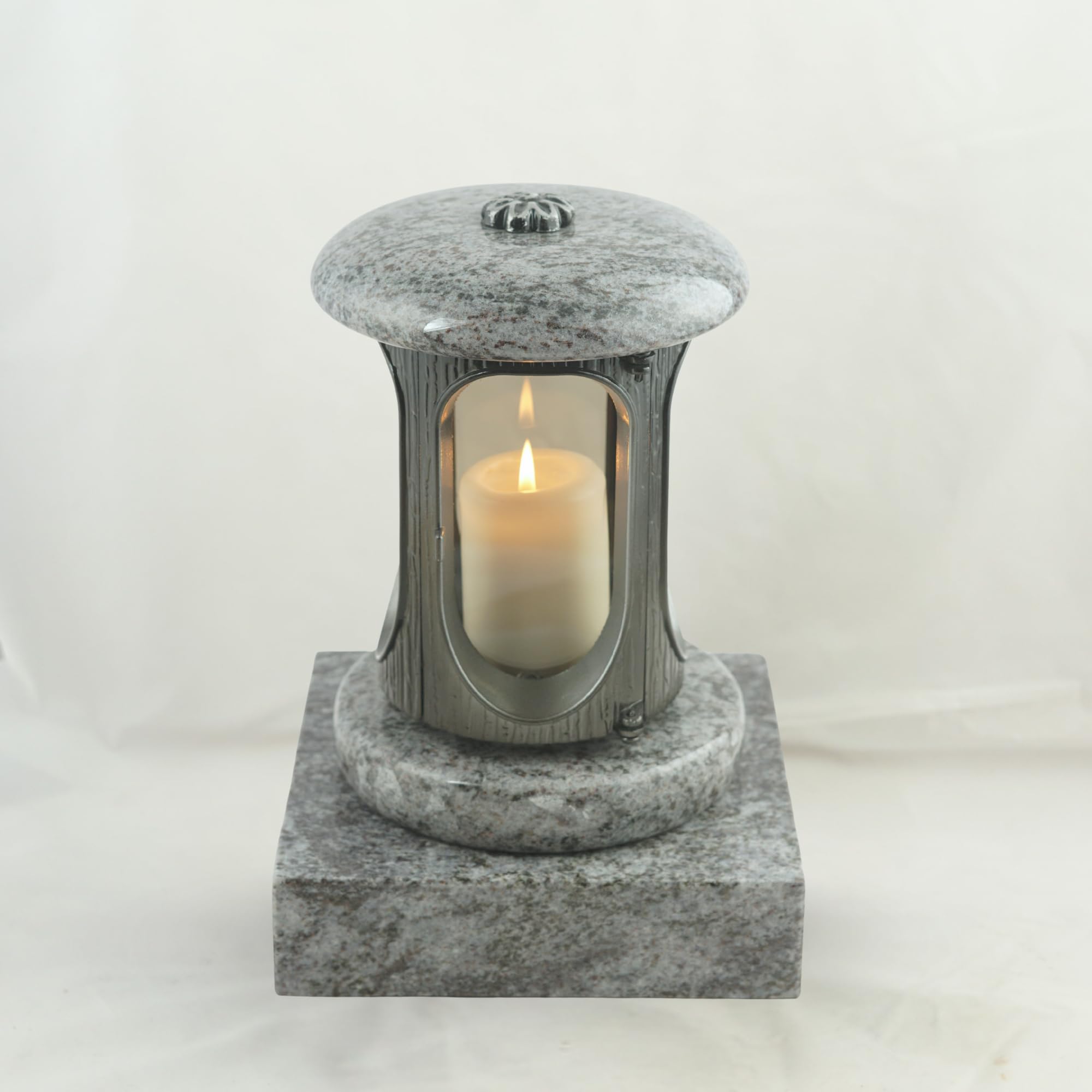 designgrab Alu Grablampe mit Granit Sockel 20x20x5 cm, aus Aluminium in Antikoptik und Granit Orion