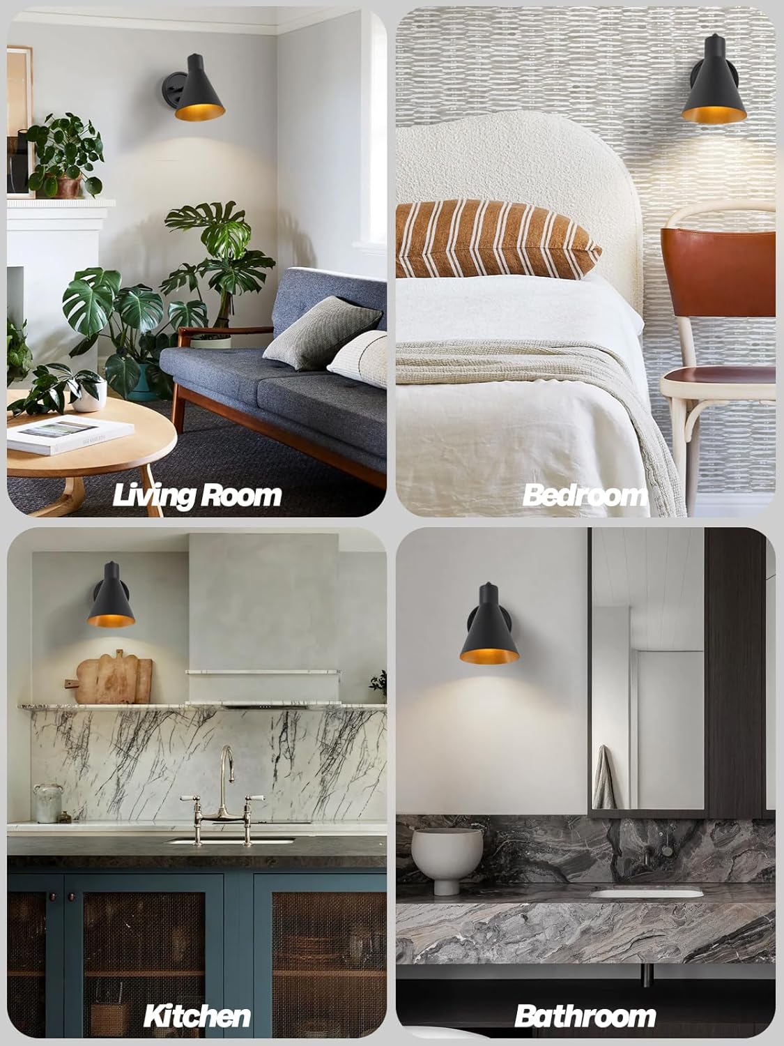 Wall Sconces Set of Two,Black Wall Sconce with Dimmable Switch Modern Bathroom Vanity Light with Metal Lampshade Adjustable Bedside Sconce Light for Bedroom Living Room Hallway Hardwired