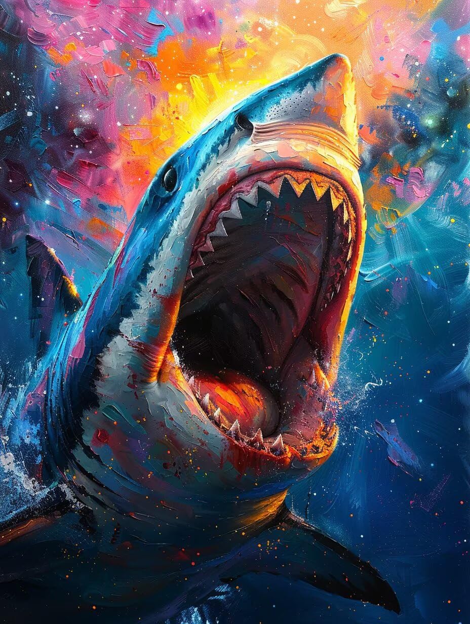 Amazon.co.jp: 数字油絵 サメ, Paint by Numbers 初心者と大人 適用