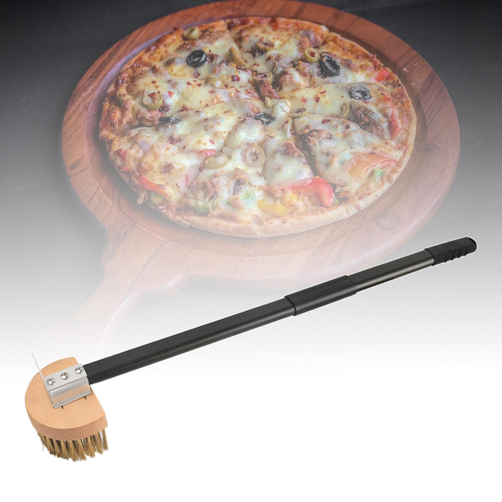 Cepillo for Horno de Pizza Cepillo de Cobre Práctico Mango Largo Restaurantes Barbacoa Desmontable 1 Pieza con raspadores Herramienta for Horno Cepillo for Piedra for Pizza, Estilo B/913