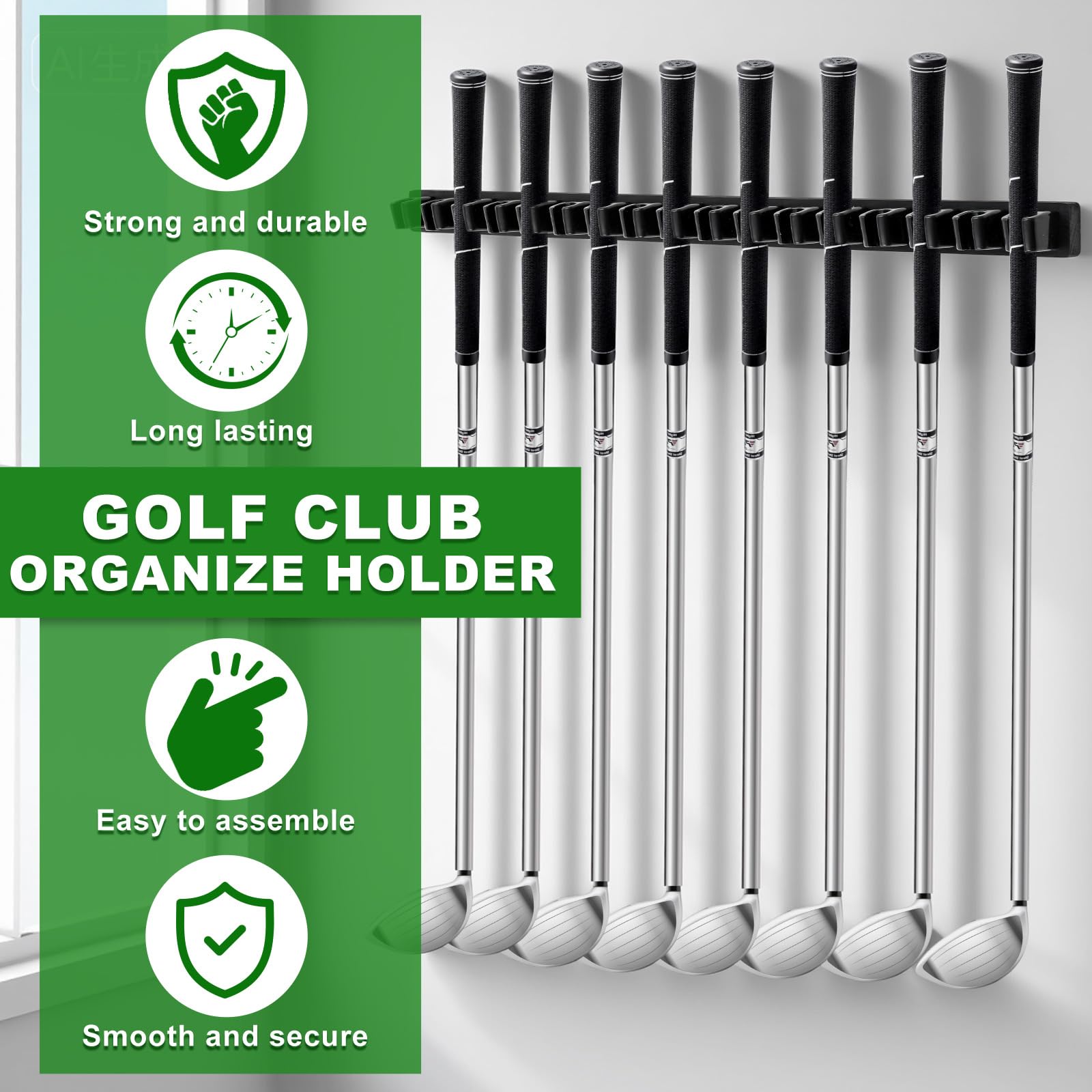 Blueweenly Wooden Golf Club Holder Wall Mount Golf Club Rack Hanger Organizer for Wall Display Garage Putters with Screws, Grip up Type