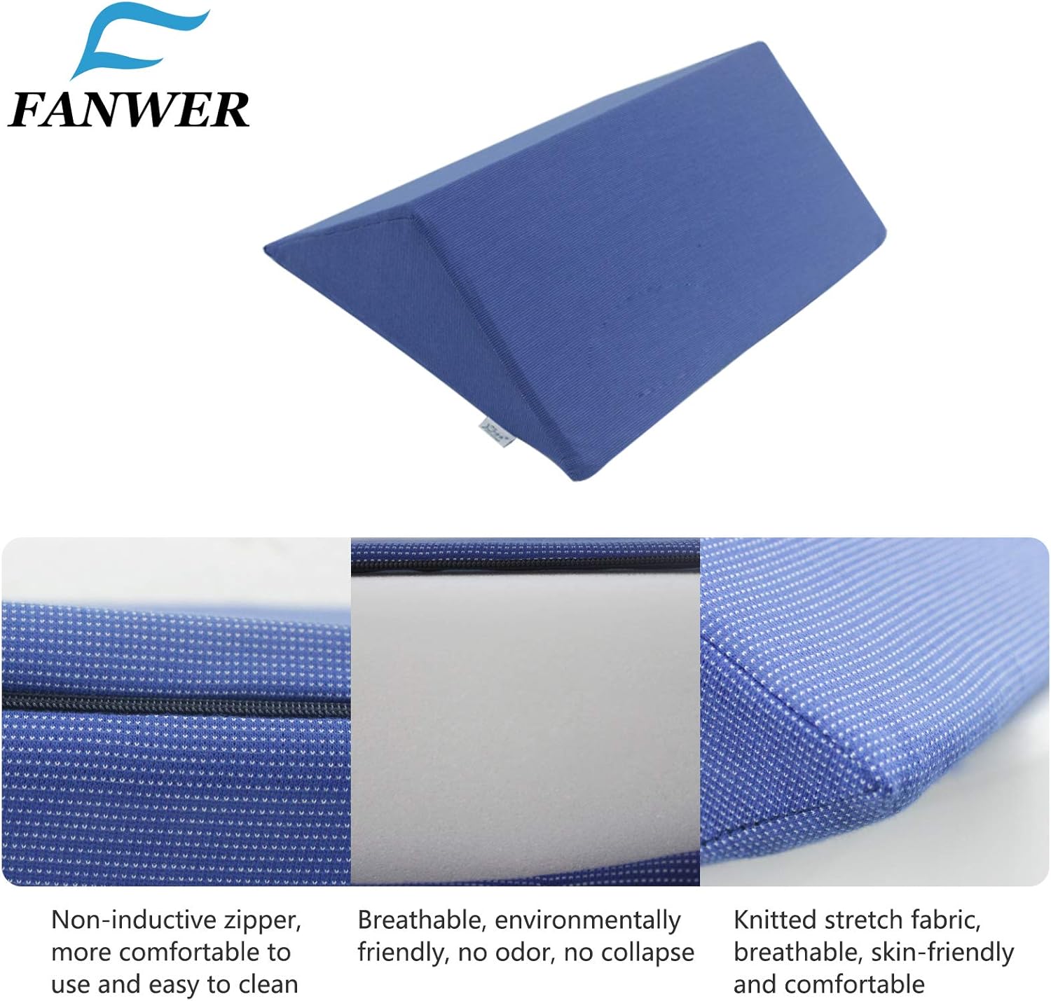 Fanwer 3 in 1 Wedge Pillow Set for After Surgery Position Wedge Pillow Bed Wedges & Body positioners for Leg Elevation, Sciatica, Pregnancy, Back, Leg and Knee Pain Relief（M）