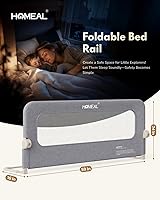 Vista 6 de HOMEAL Riel de cama para niños pequeños - Rieles de cama plegables extra largos de 59"x24" para niños pequeños para cama King, Queen, Twin, Full