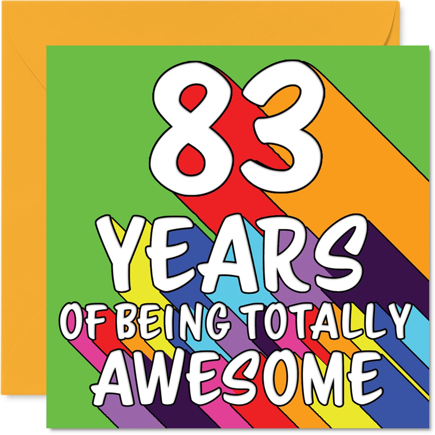 83rd Birthday Cards for Women Men - Rainbow Awesome - Happy Birthday Card for 83 Year Old Woman Man Wife Husband Uncle Auntie, 145mm Bday Greeting Cards