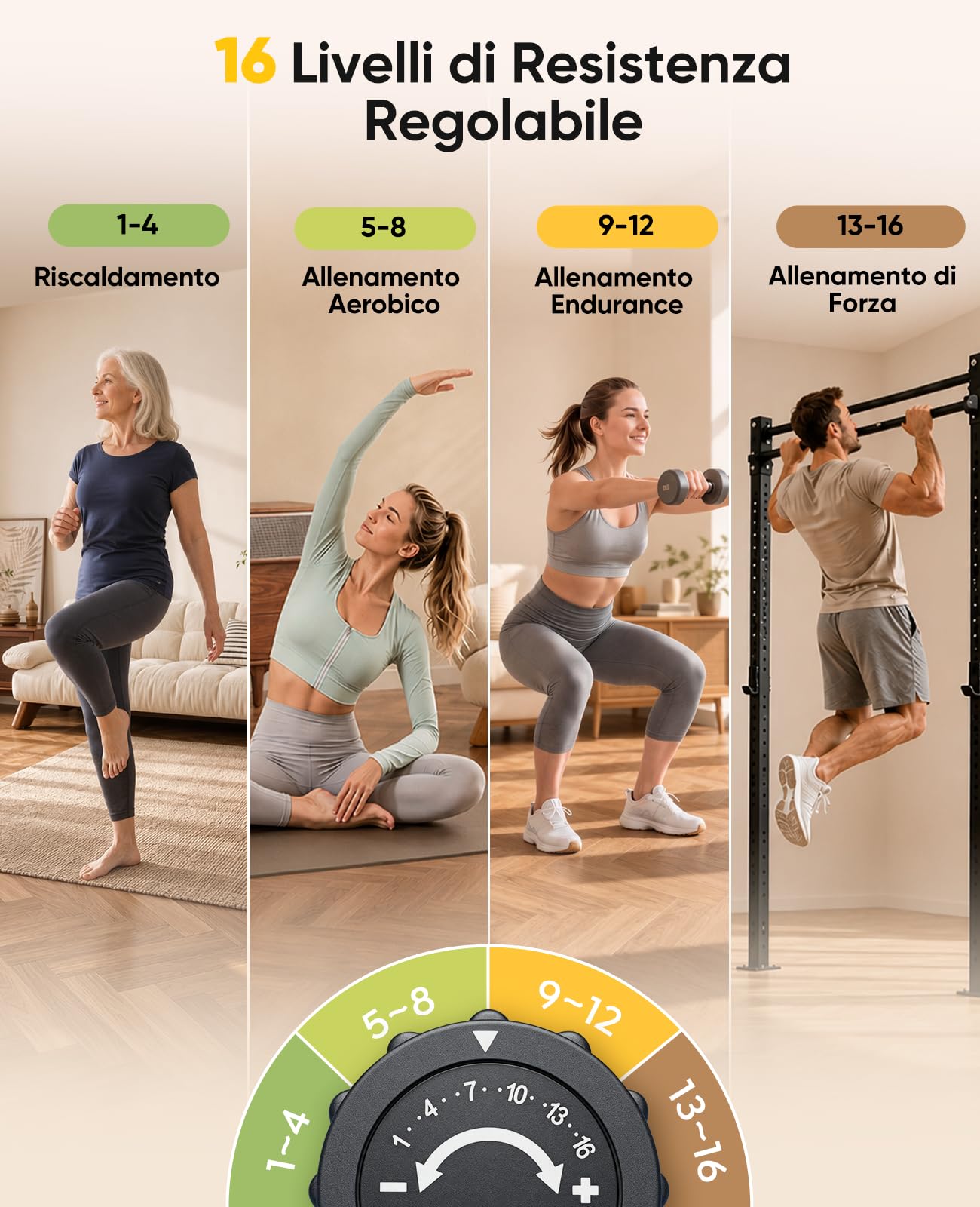Nuova Toputure Cyclette da Casa Pieghevole con APP, Cyclette Pieghevole 5 in 1 con 16 Livelli di Resistenza, Display LCD e Cardiofrequenzimetro, Fasce Elastiche, Ultra Silenziosa, Portata 150 kg