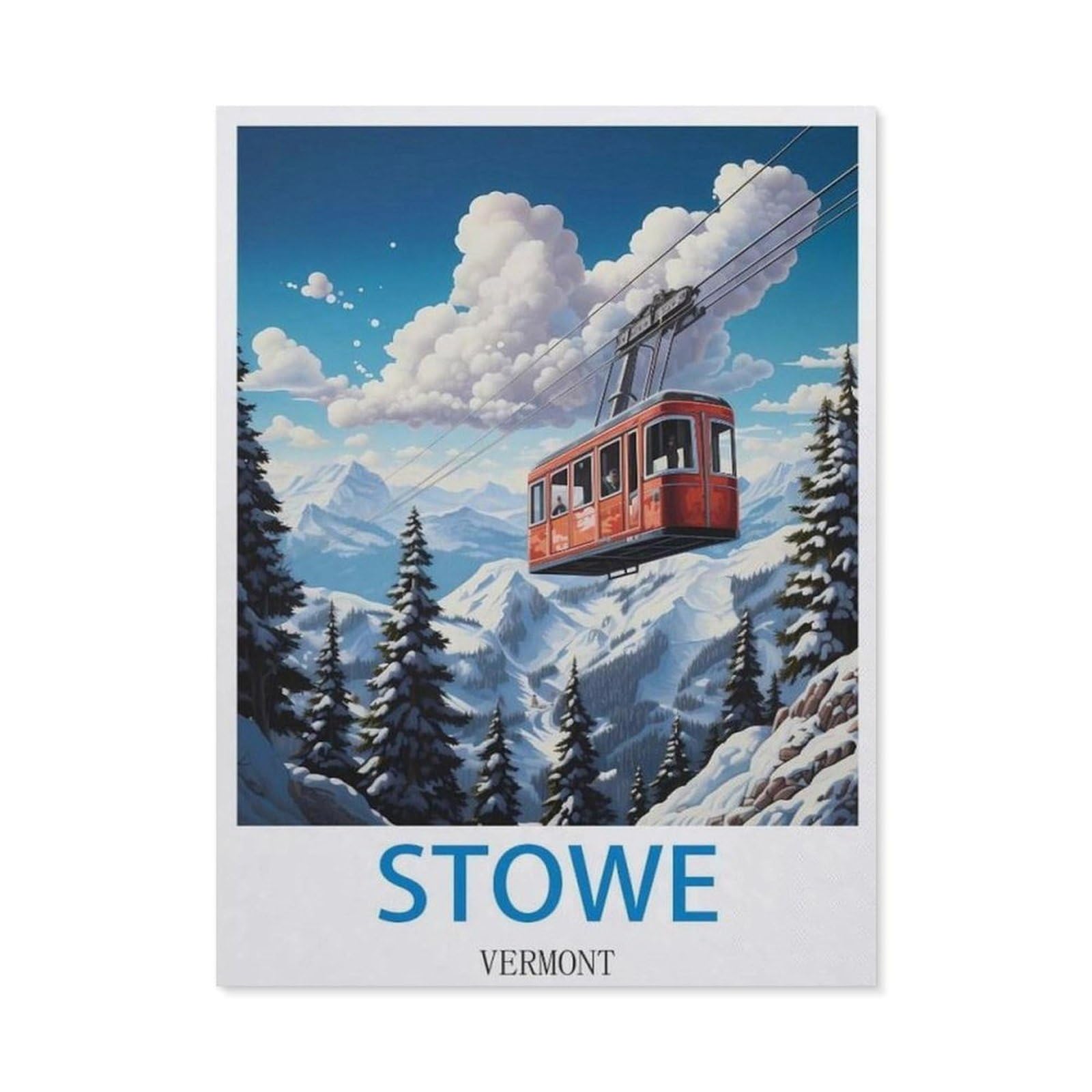 BEAYODKP DIY 5D Diamond Painting，Stowe Vermont ， Cable Car（40x50cm）